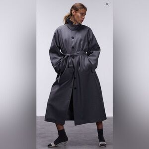 Topshop Tailored Car Trench Coat charcoal xs